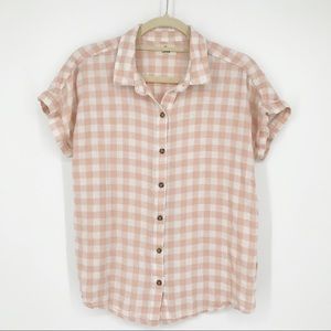 Marine Layer Pink Plaid Women's Top
